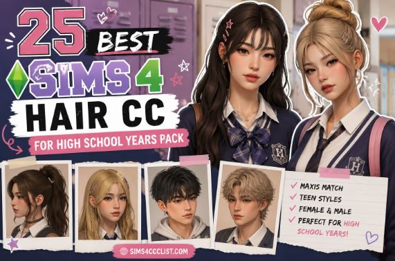 Sims 4 Hair CC for High School Years