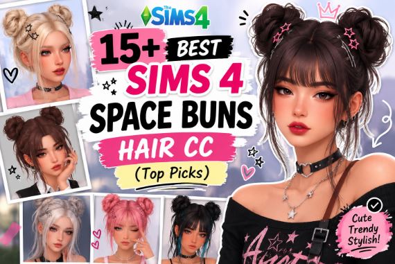 Sims 4 Space Buns Hair CC