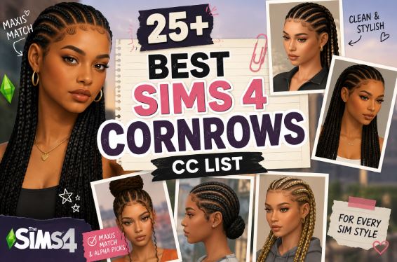 Sims 4 Cornrows CC