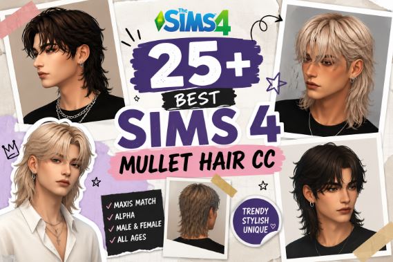 Sims 4 Mullet Hair CC